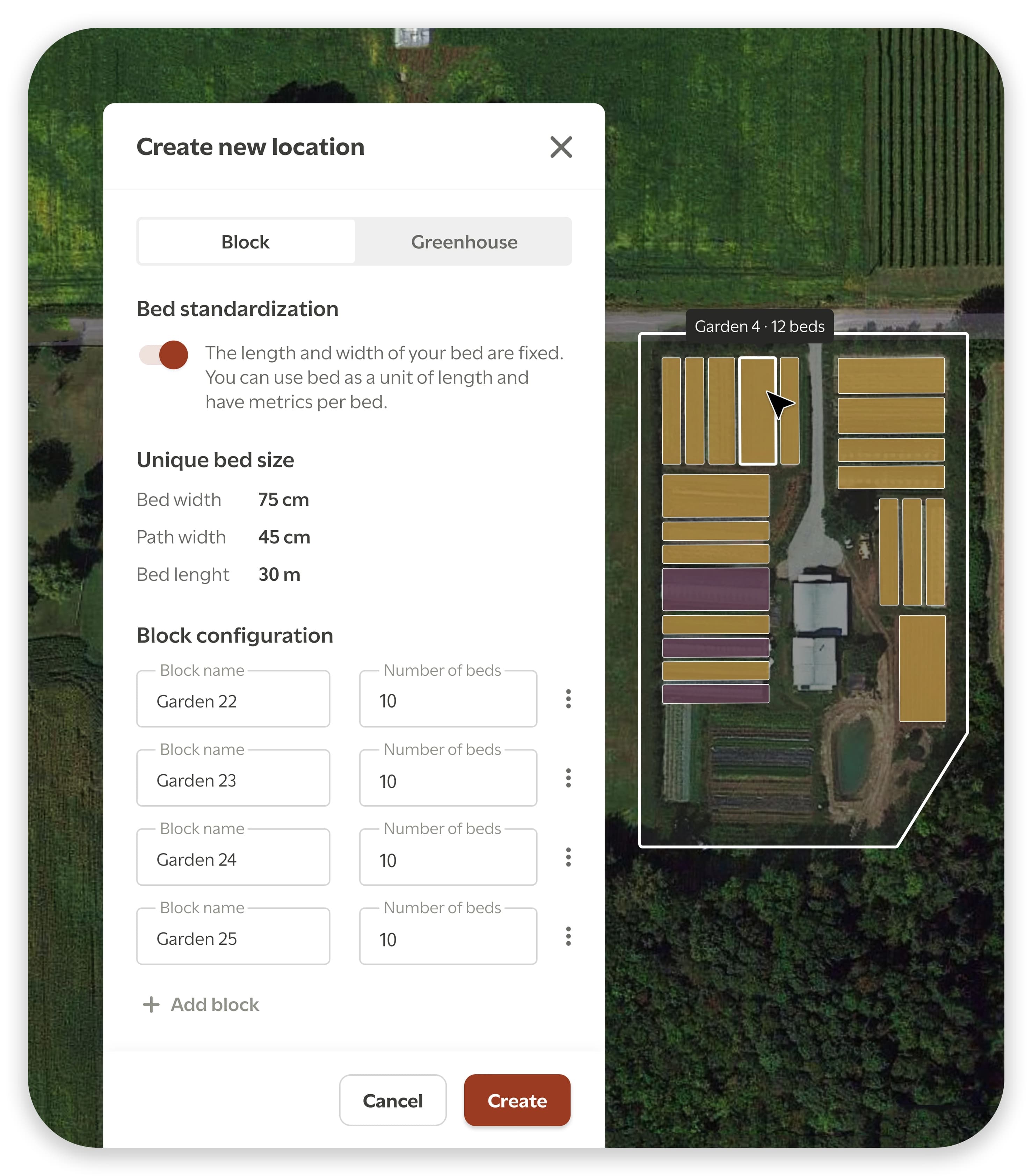 Carte de la ferme